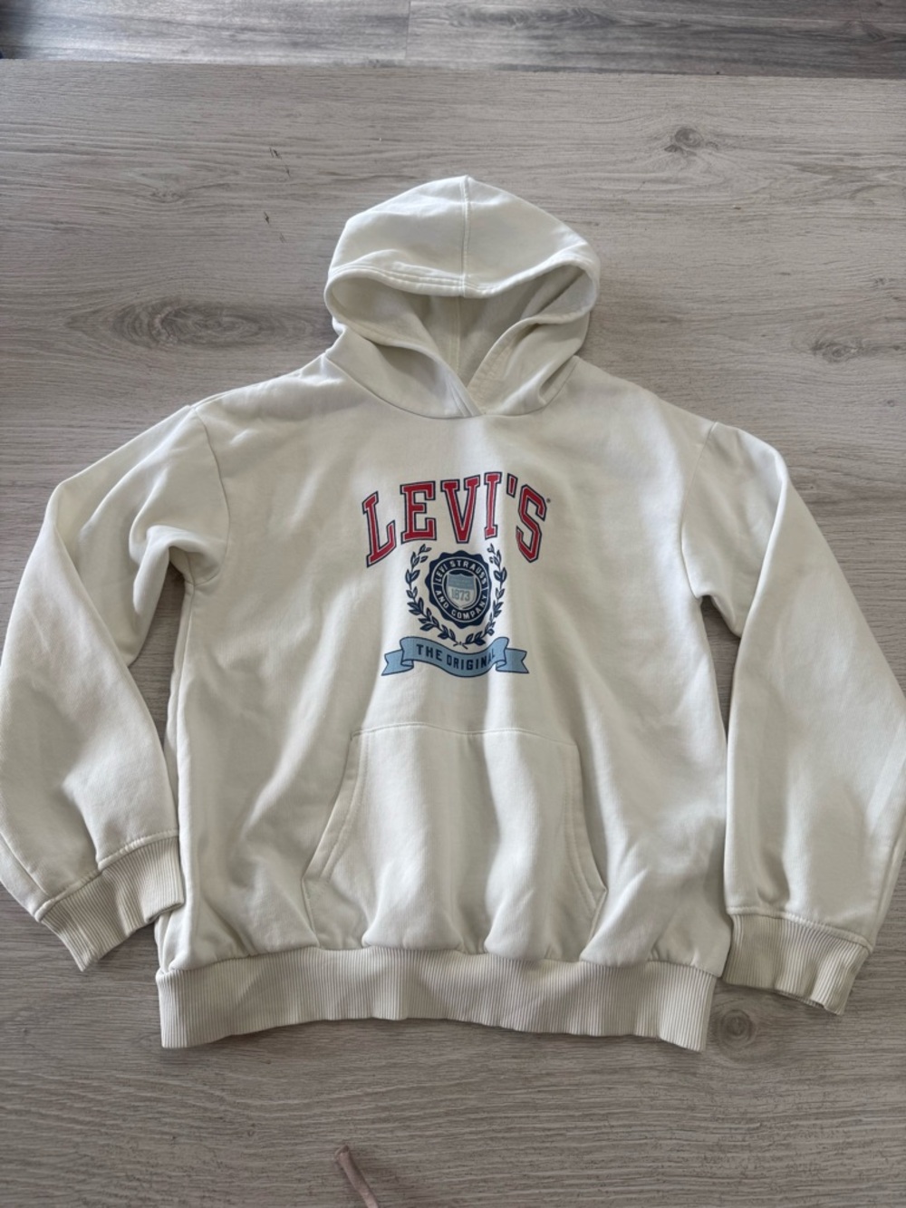 Levi's Off-White Hoodie with Red and Blue Crest